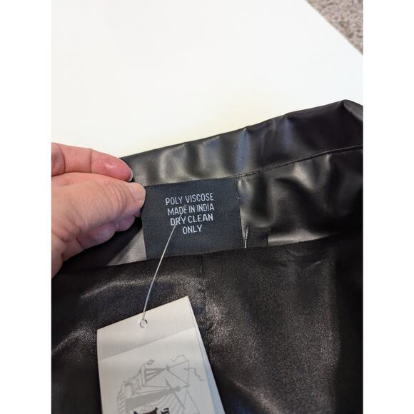 Black Vegan Leather Steampunk Trench Coat Belted Jacket Pirate Dressing PUBG - Picture 6 of 6